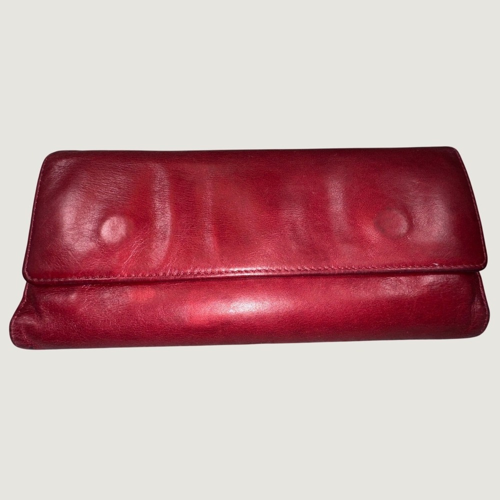 Hobo International Red Glazed Leather Slim Clutch Wallet with ID Window*****